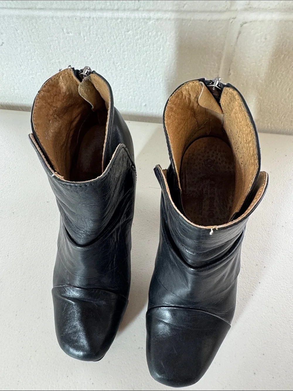LIKE SMUG Black Leather Heeled Ankle Boots Size 36 Platform Moto Boho Steampunk - Picture 4 of 15